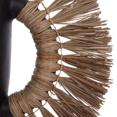 DECORATIVE TABLE VASE ALICA HM4668.01L TERRACOTA IN BLACK COLOR & GRASS--64x22x38Hcm.