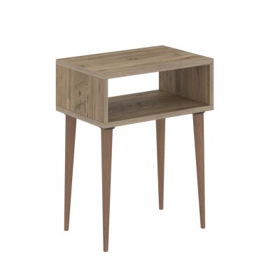 BEDSIDE STAND TODD HM18183.04 MELAMINE IN NATURAL OAK-LEGS IN NATURAL WOOD COLOR 45x30x58Hcm.