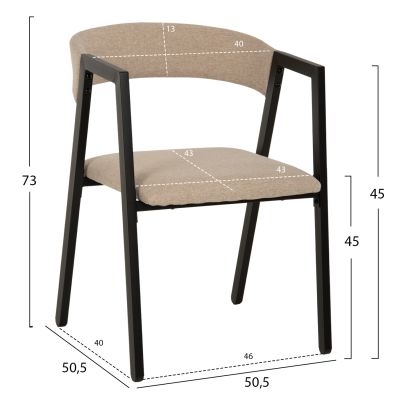 DINING SET JAY 5PCS HM9529.02 WALNUT COLORED TABLE-BEIGE FABRIC CHAIRS 120x70x76Hcm.