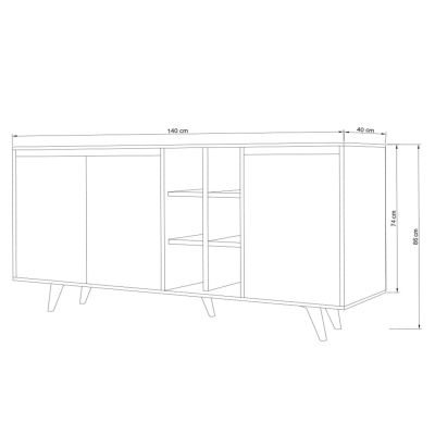 BUFFET BRIAR MELAMINE WALNUT AND WHITE COLOR 140x40x86Hcm.HM9432.02