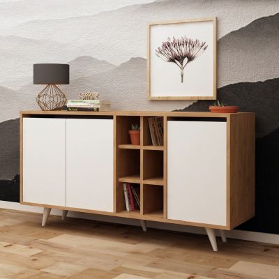 BUFFET BRIAR MELAMINE WALNUT AND WHITE COLOR 140x40x86Hcm.HM9432.02
