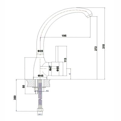 TALL FAUCET FOR KITCHEN COUNTERTOP PYRAMIS MAIDTEC MELODIA 090904301-- ΗΜ4871