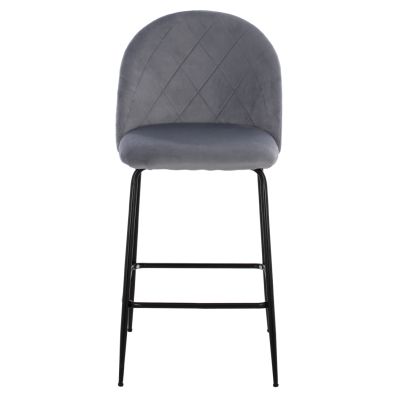 Bar Stool Middle Height HM8732.11 with metallic legs & Velvet Grey 50x56x98 cm.