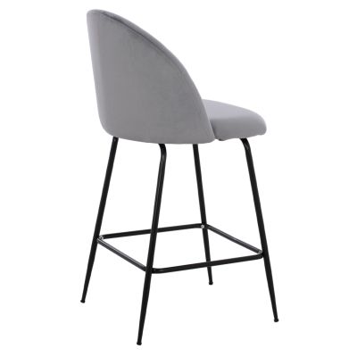 Bar Stool Middle Height HM8732.11 with metallic legs & Velvet Grey 50x56x98 cm.