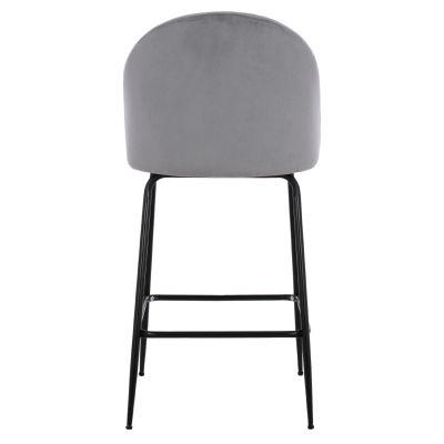 Bar Stool Middle Height HM8732.11 with metallic legs & Velvet Grey 50x56x98 cm.