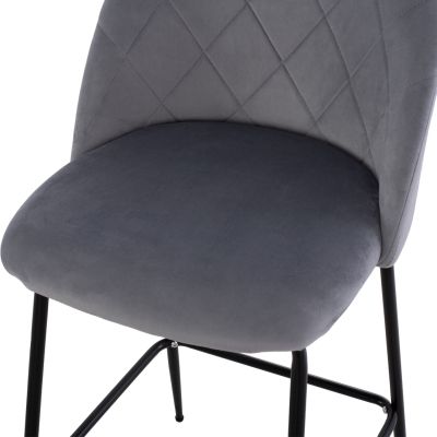 Bar Stool Middle Height HM8732.11 with metallic legs & Velvet Grey 50x56x98 cm.