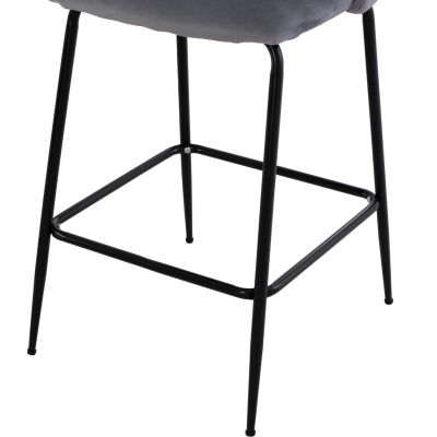 Bar Stool Middle Height HM8732.11 with metallic legs & Velvet Grey 50x56x98 cm.