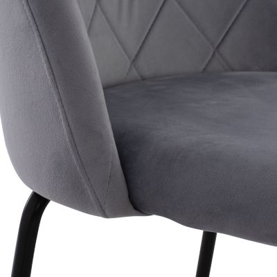 Bar Stool Middle Height HM8732.11 with metallic legs & Velvet Grey 50x56x98 cm.