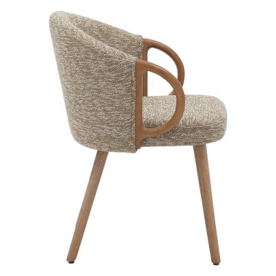 DINING CHAIR RIG HM9979.01 BEECH WOOD LEGS IN WHITEWASH-BEIGE FABRIC 59x58,5x72,5Hcm.