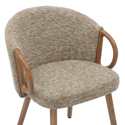 DINING CHAIR RIG HM9979.01 BEECH WOOD LEGS IN WHITEWASH-BEIGE FABRIC 59x58,5x72,5Hcm.