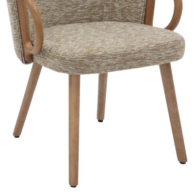 DINING CHAIR RIG HM9979.01 BEECH WOOD LEGS IN WHITEWASH-BEIGE FABRIC 59x58,5x72,5Hcm.