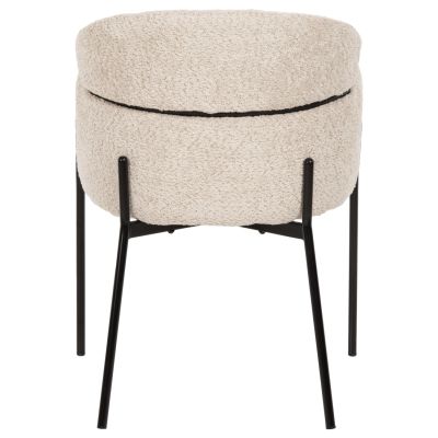 КРЕСЛО WOLF HM8583.02 ЕКРЮ МАТЕРИЯ БУКЛЕ-ЧЕРНИ МЕТАЛНИ КРАКА 58x58x80Hcm.