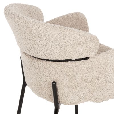 КРЕСЛО WOLF HM8583.02 ЕКРЮ МАТЕРИЯ БУКЛЕ-ЧЕРНИ МЕТАЛНИ КРАКА 58x58x80Hcm.