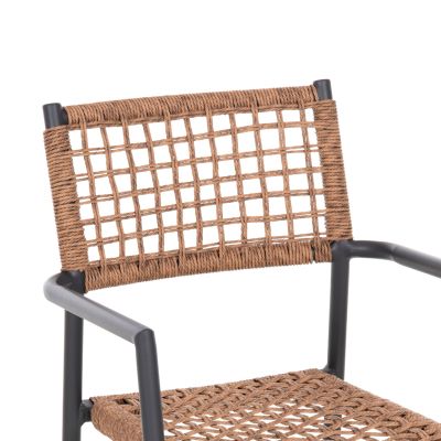 ARMCHAIR TRILAN HM6044.03 ALUMINUM IN ANTHRACITE-SYNTHETIC RATTAN IN NATURAL 57x59x85Hcm.