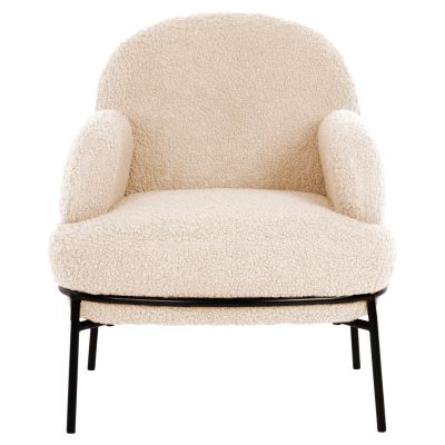 КРЕСЛО AGNES HM9525.23 БЯЛ МАТЕРИАЛ ОТ БУКЛЕ-ЧЕРНИ МЕТАЛНИ КРАКА 74x71x83Hcm.