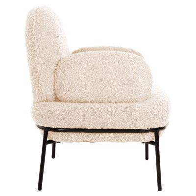 КРЕСЛО AGNES HM9525.23 БЯЛ МАТЕРИАЛ ОТ БУКЛЕ-ЧЕРНИ МЕТАЛНИ КРАКА 74x71x83Hcm.