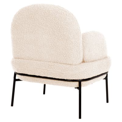 КРЕСЛО AGNES HM9525.23 БЯЛ МАТЕРИАЛ ОТ БУКЛЕ-ЧЕРНИ МЕТАЛНИ КРАКА 74x71x83Hcm.