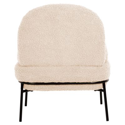 КРЕСЛО AGNES HM9525.23 БЯЛ МАТЕРИАЛ ОТ БУКЛЕ-ЧЕРНИ МЕТАЛНИ КРАКА 74x71x83Hcm.