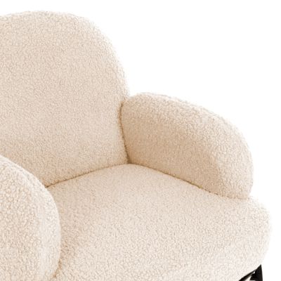 КРЕСЛО AGNES HM9525.23 БЯЛ МАТЕРИАЛ ОТ БУКЛЕ-ЧЕРНИ МЕТАЛНИ КРАКА 74x71x83Hcm.