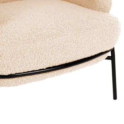 КРЕСЛО AGNES HM9525.23 БЯЛ МАТЕРИАЛ ОТ БУКЛЕ-ЧЕРНИ МЕТАЛНИ КРАКА 74x71x83Hcm.