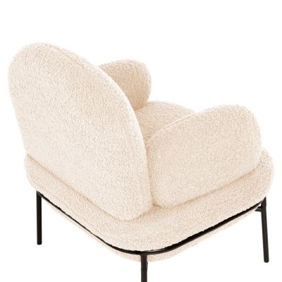 КРЕСЛО AGNES HM9525.23 БЯЛ МАТЕРИАЛ ОТ БУКЛЕ-ЧЕРНИ МЕТАЛНИ КРАКА 74x71x83Hcm.