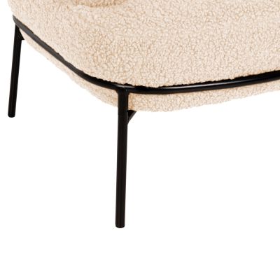 КРЕСЛО AGNES HM9525.23 БЯЛ МАТЕРИАЛ ОТ БУКЛЕ-ЧЕРНИ МЕТАЛНИ КРАКА 74x71x83Hcm.