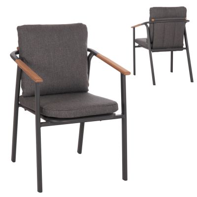 ALUMINUM DINING CHAIR SENTI HM6204.01 FRAME & OLEFIN FABRIC IN DARK GREY 60x55.5x90Hcm.
