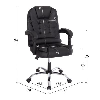 ОФИС СТОЛ LAGOM HM1198 ЧЕРЕН PVC-МЕТАЛНА ХРОМИРАНА ОСНОВА-ЧЕРНА НАЙЛОНОВА РАМКА 63x51x115Hcm.
