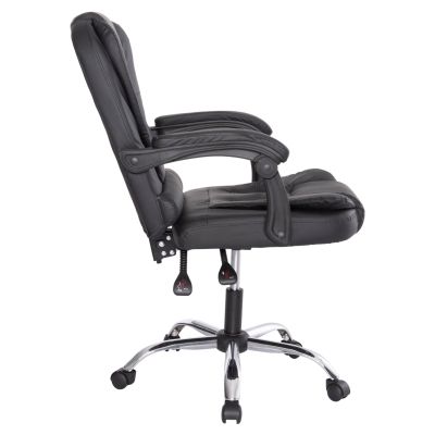 ОФИС СТОЛ LAGOM HM1198 ЧЕРЕН PVC-МЕТАЛНА ХРОМИРАНА ОСНОВА-ЧЕРНА НАЙЛОНОВА РАМКА 63x51x115Hcm.
