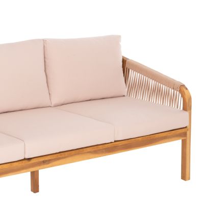 OUTDOOR LOUNGE SET 4PCS ROSSWELL HM6084.02 ACACIA WOOD-ROUND ROPE-BEIGE CUSHIONS