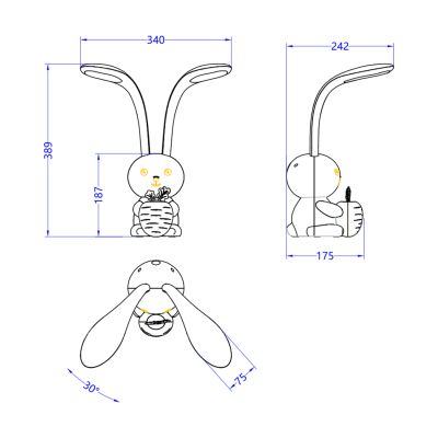 KIDS DESK LAMP LED BADOO BUNNY FIGURE FB94456.04 YELLOW ABS