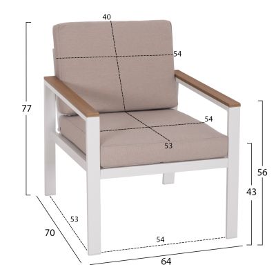 OUTDOOR LOUNGE SET 4PCS SAFIN HM6278.01 ALUMINUM IN WHITE--POLYWOOD--OLEFIN FABRIC IN BEIGE