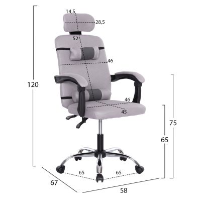 OFFICE CHAIR CRONER HM1196.02 GREY MESH-CHROME METAL BASE-BLACK FRAME 58x67x124Hcm.