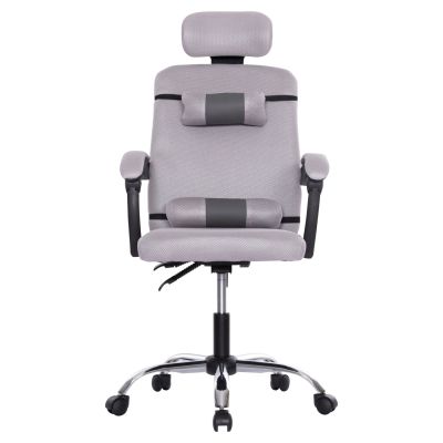 OFFICE CHAIR CRONER HM1196.02 GREY MESH-CHROME METAL BASE-BLACK FRAME 58x67x124Hcm.