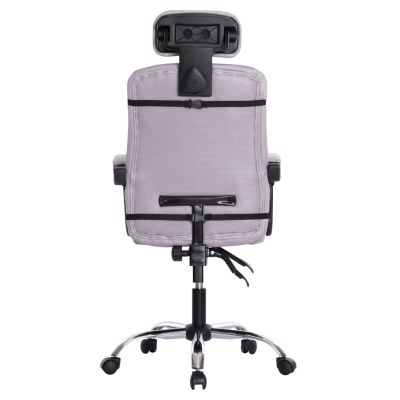 OFFICE CHAIR CRONER HM1196.02 GREY MESH-CHROME METAL BASE-BLACK FRAME 58x67x124Hcm.