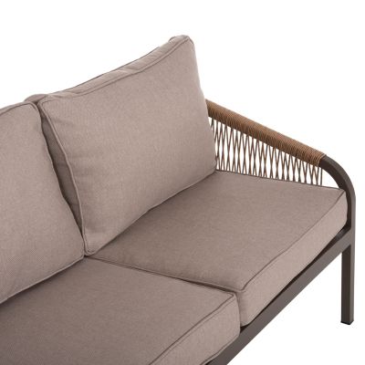 OUTDOOR LOUNGE SET 4PCS MAERLY HM6056.04 CHAMPAGNE ALUMINUM-PE TWIST ROPE-BEIGE CUSHIONS