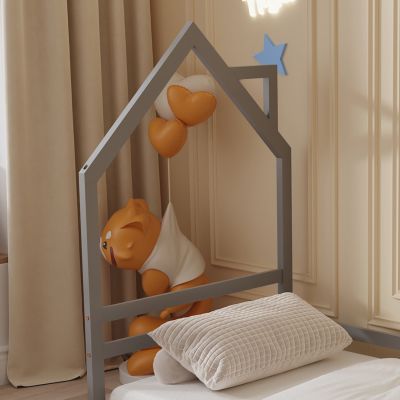 BED FOR KIDS HOUSER HM676.05 t.MONTESSORI SOLID PINE WOOD IN GREY- 190x90cm.