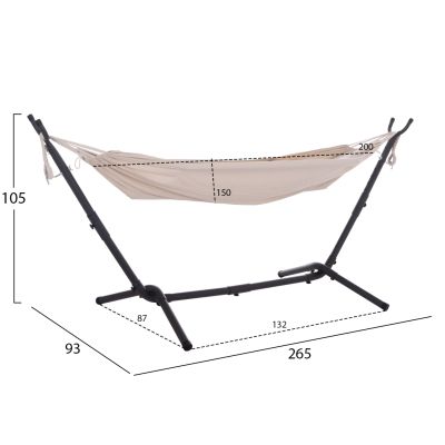 HAMMOCK CRAVE HM6304.02 ANTHRACITE METAL FRAME-BEIGE FABRIC 265x93x105Hcm.