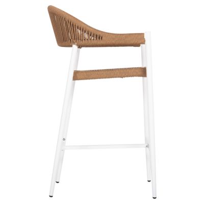 ALUMINUM BAR STOOL GREGG HM5788.11 WHITE-SAND BEIGE SYNTHETIC RATTAN 55x57x106Hcm.