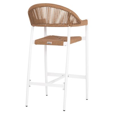 ALUMINUM BAR STOOL GREGG HM5788.11 WHITE-SAND BEIGE SYNTHETIC RATTAN 55x57x106Hcm.