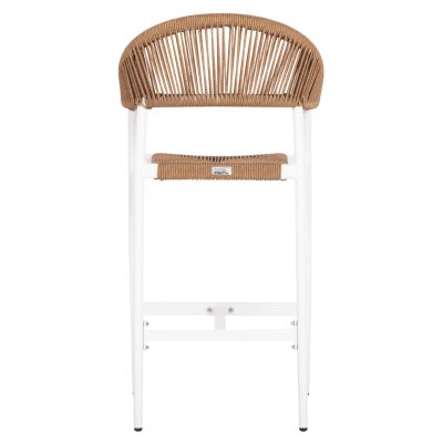 ALUMINUM BAR STOOL GREGG HM5788.11 WHITE-SAND BEIGE SYNTHETIC RATTAN 55x57x106Hcm.