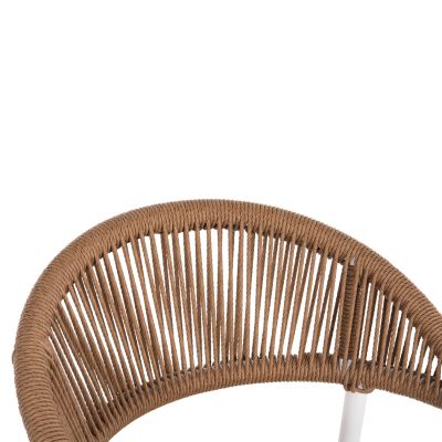 ALUMINUM BAR STOOL GREGG HM5788.11 WHITE-SAND BEIGE SYNTHETIC RATTAN 55x57x106Hcm.