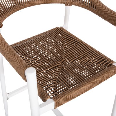 ALUMINUM BAR STOOL GREGG HM5788.11 WHITE-SAND BEIGE SYNTHETIC RATTAN 55x57x106Hcm.