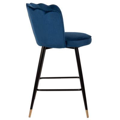 BAR STOOL VESNA HM8736.08 BLUE VELVET METAL FRAME IN BLACK 50x50x90Hcm.