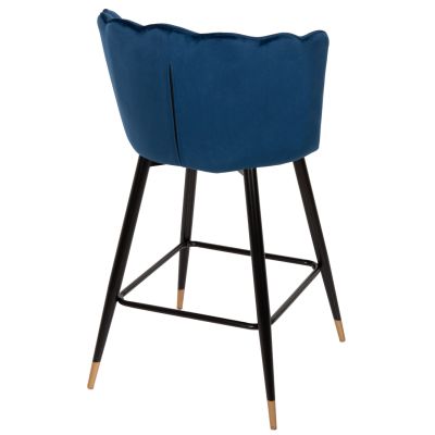 BAR STOOL VESNA HM8736.08 BLUE VELVET METAL FRAME IN BLACK 50x50x90Hcm.