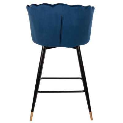 BAR STOOL VESNA HM8736.08 BLUE VELVET METAL FRAME IN BLACK 50x50x90Hcm.