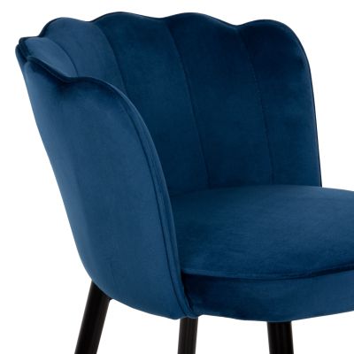 BAR STOOL VESNA HM8736.08 BLUE VELVET METAL FRAME IN BLACK 50x50x90Hcm.