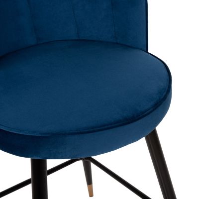 BAR STOOL VESNA HM8736.08 BLUE VELVET METAL FRAME IN BLACK 50x50x90Hcm.