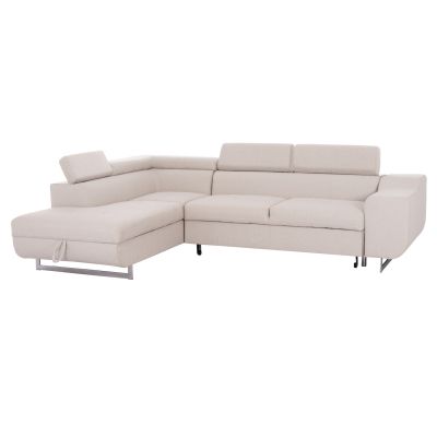 CORNER SOFA-BED WITH STORAGE SPACE ENCORE HM3301.03L BEIGE FABRIC 285x205x90Hcm.