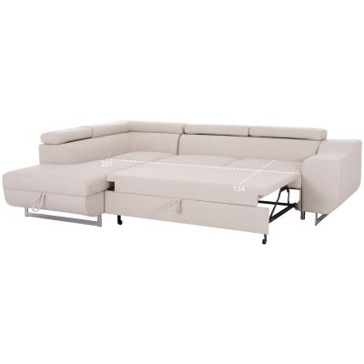 CORNER SOFA-BED WITH STORAGE SPACE ENCORE HM3301.03L BEIGE FABRIC 285x205x90Hcm.